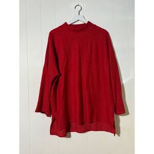 143 Story Women’s 3X/4X Plus Size Oversized Knit Sweater Pullover Ribbed Red